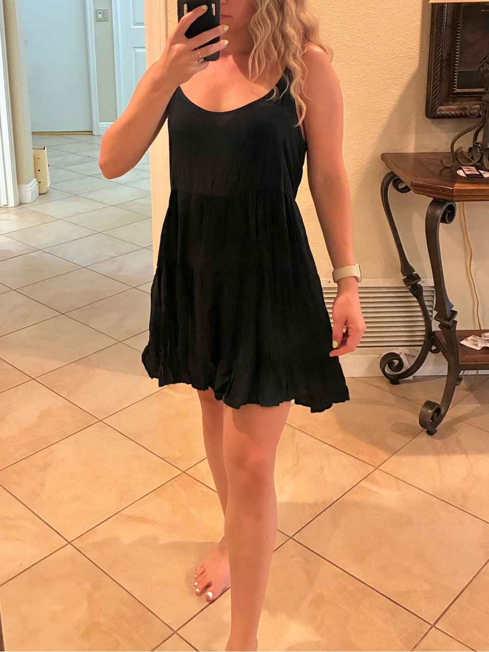 Brandy Melville Black Tiered Mini Sundress